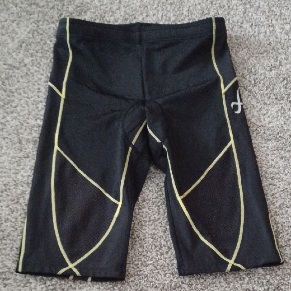 CW-X Women's Athletic Shorts - Black with Yellow Accents